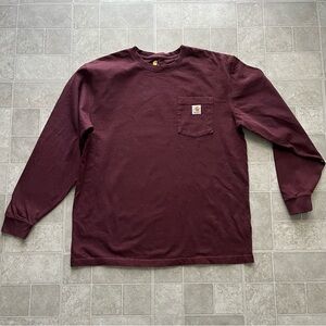 Burgundy Carhartt long sleeve pocket tshirt original fit Mens size large